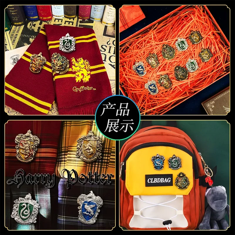 1Set Badge Harries Potters Magic Academy Metal Retro Slytherin Gryffindor Brooch Cartoon Peripheral Cos Accessories Kids Gift