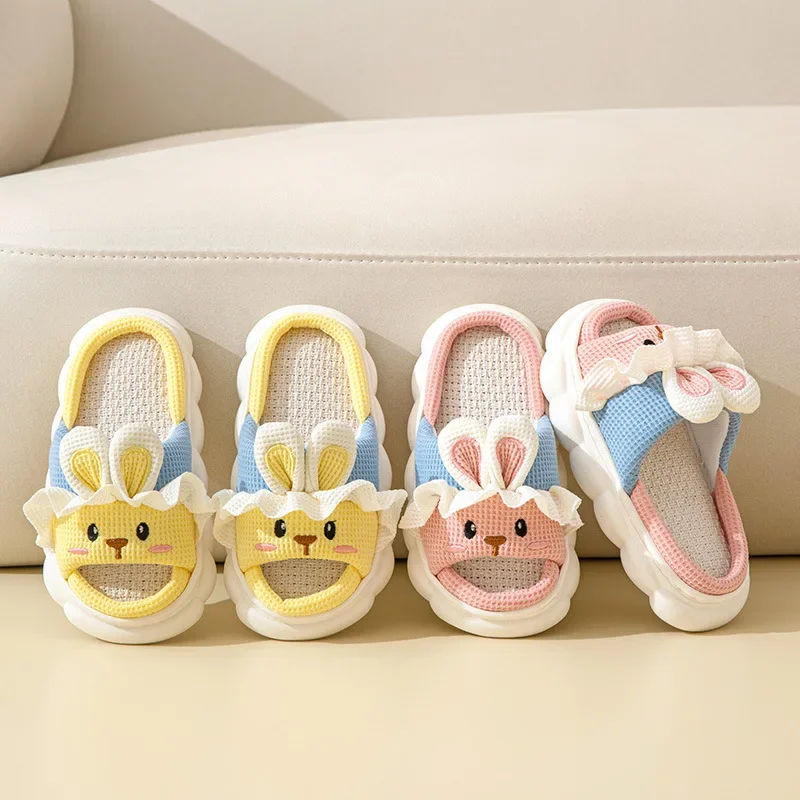 Home Slippers, Cute Open Toed Summer Children\'s Linen Slippers for Both Men and Women, Comfortable Slippers for Babies