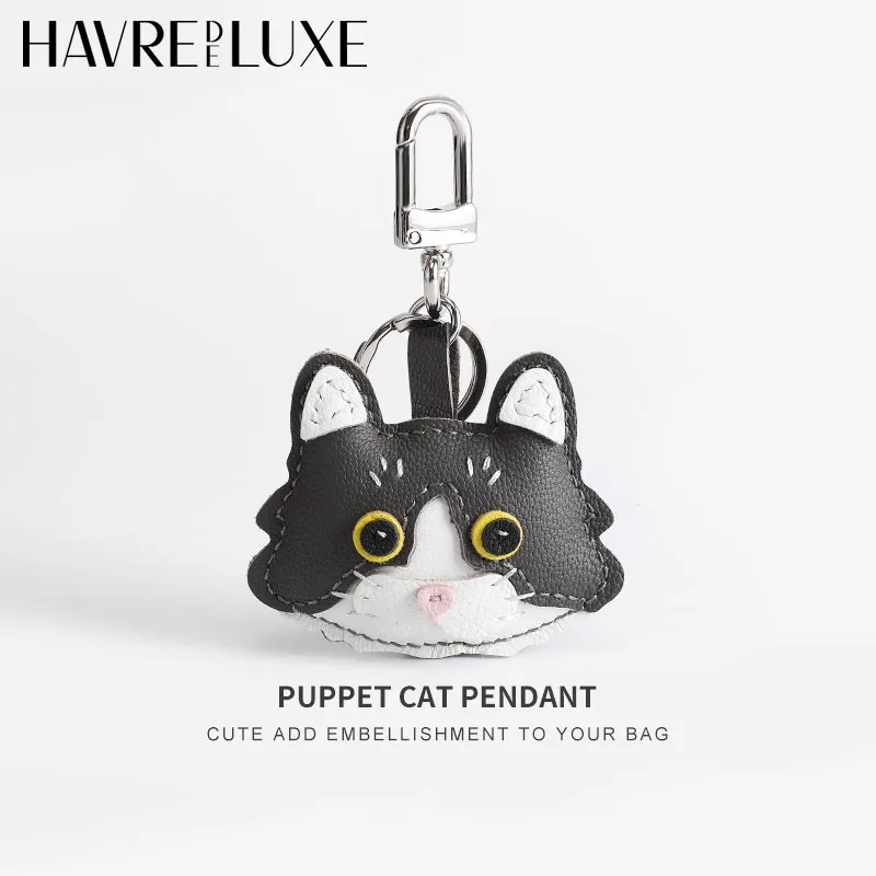 Cute Cartoon Sheepskin Cat Bag Charm High Quality Cute Leather Fashion Charm Bag Keyring Backpack Decoration Accessories Gifts