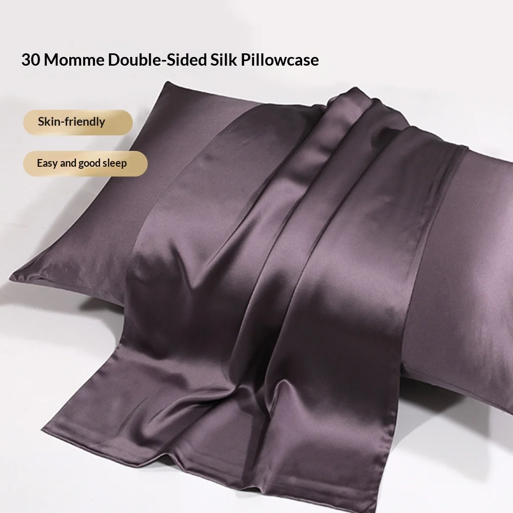 100% Mulberry Silk Pillowcase 30 Momme Double-Sided Silk Hidden Zipper Luxury Cooling Silk Pillow Case 51x76cm for Hair and Skin