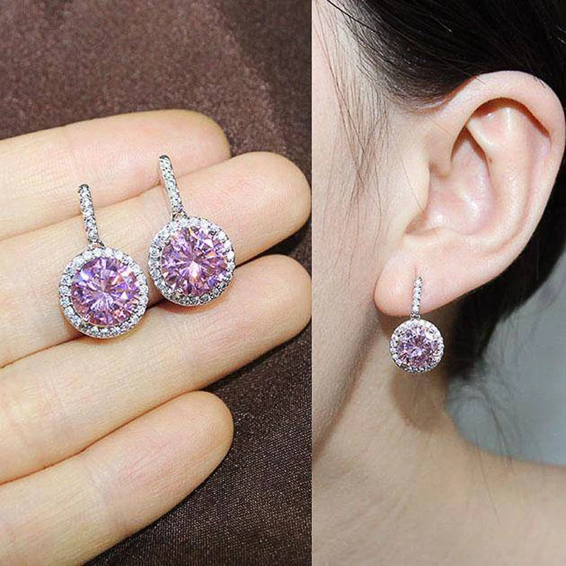 Huitan Classic and Simple Cubic Zirconia Drop Earrings for Women Colored CZ Luxury Elegant Female Earrings Wedding Trend Jewelry
