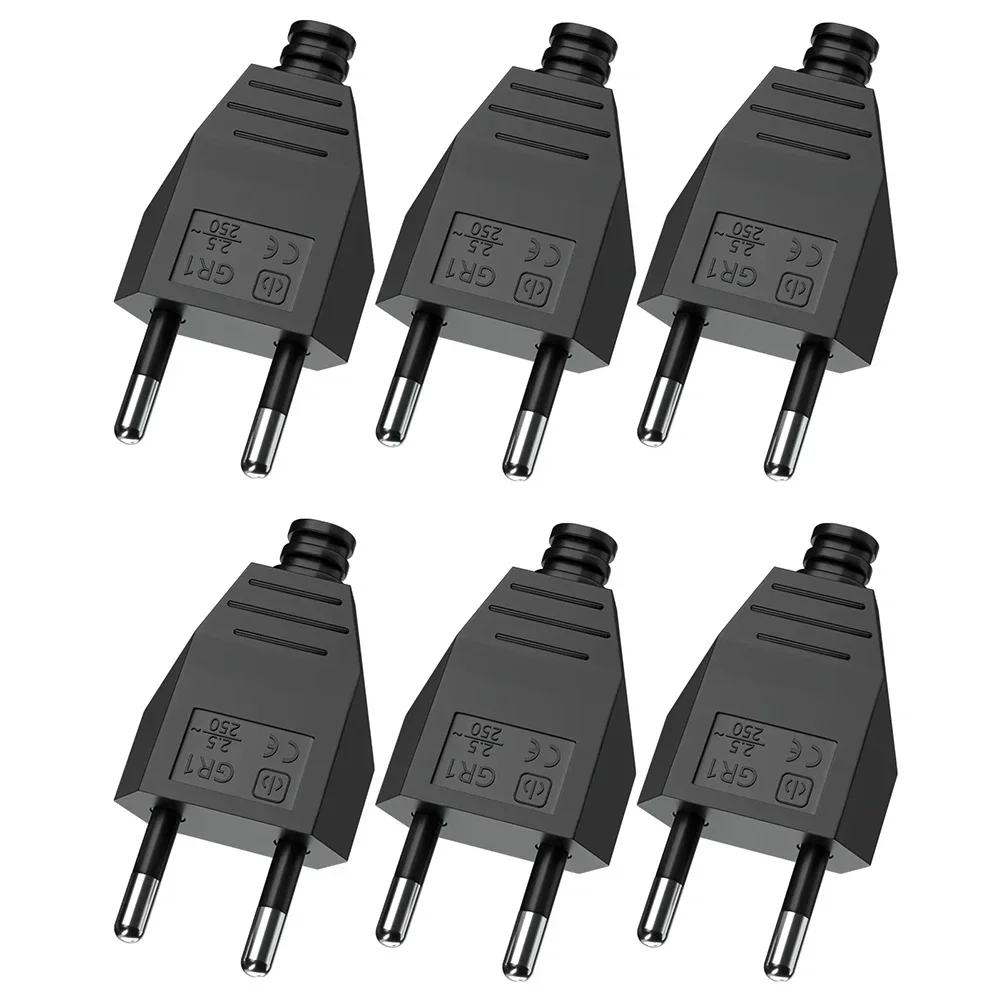 6pc 2 Pin Male AC Electric Power Socket 110V~250V Rewireable Extension Cord Joint Electrical Outlet  Switch Accessories