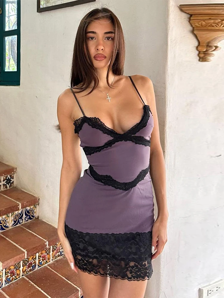 Women's Purple Bodycon Luxury Dress Vintage Off Shoulder Dresses Y2k Elegant Party Club One Piece Frocks 2000s Coquette Clothes