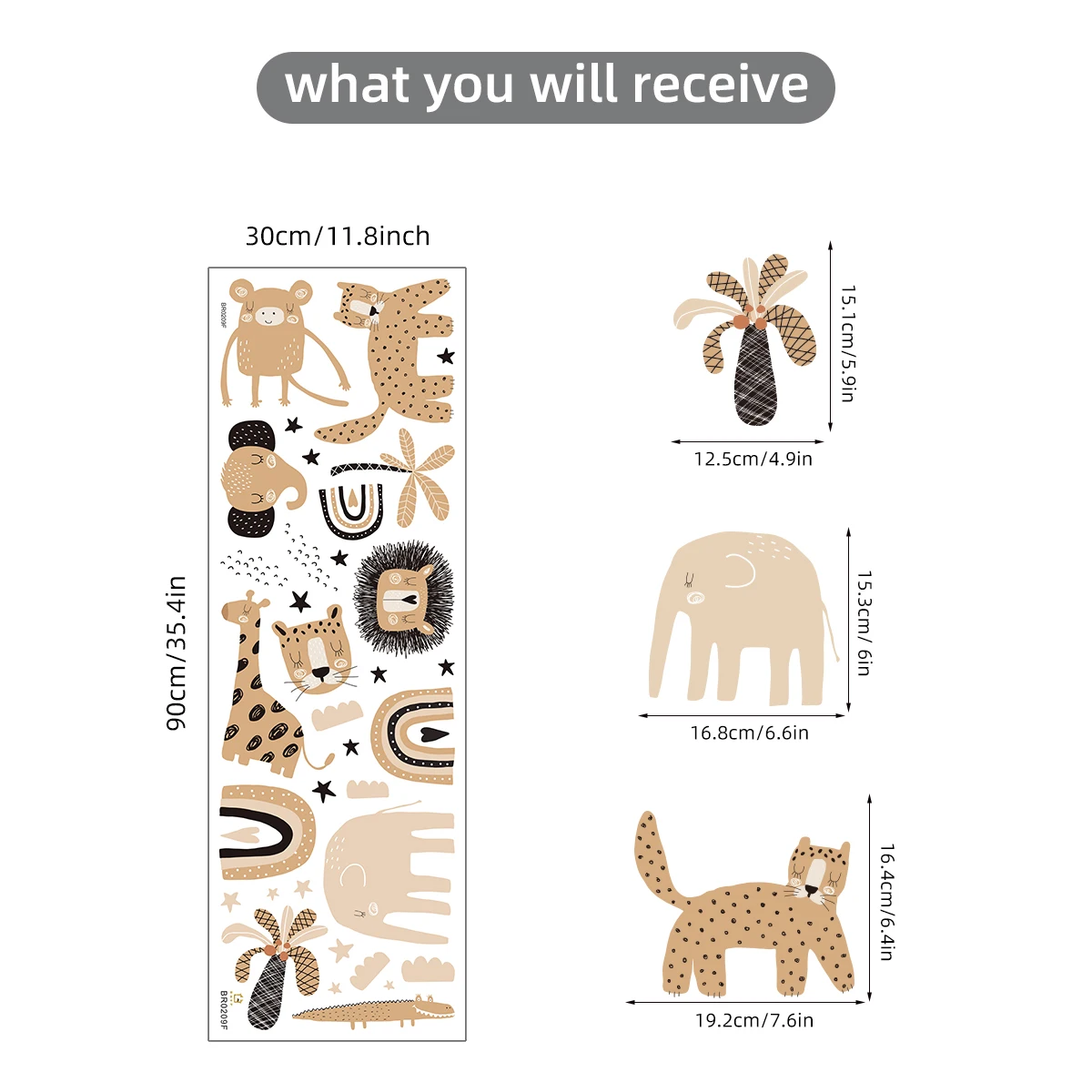 Cartoon Animals Height Wall Sticker for Kids Baby Room for Measure Height Children\'s Room Wall Decals Living Room Bedroom