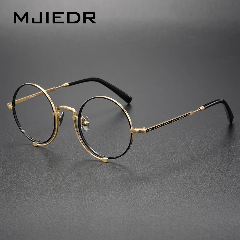 

Retro Carved Dual Color Stitching Niche Pure Titanium Glasses Frame for Men and Women High Quality Vintage Optical Eyeglasses