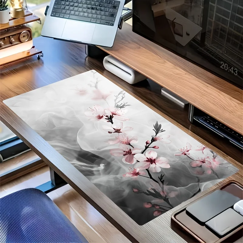 A Large Powder Pink Gaming Mouse Pad, Extra-Long Desk Mat,Office Game Table Mats Rubber Anti-slip Mousepads Small Decor Desk Pad