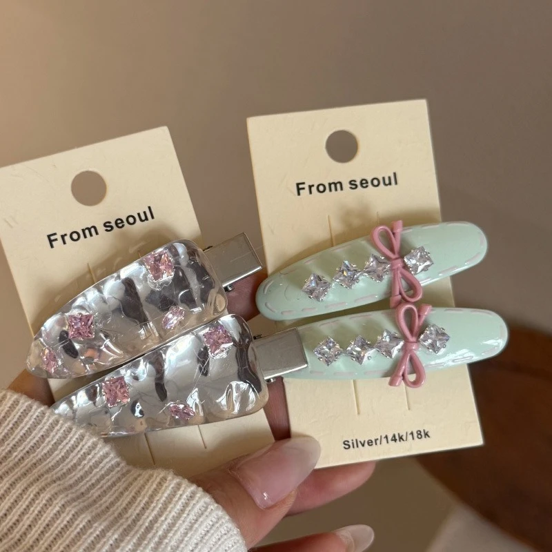 

Корейский стиль, свежая заколка для волос, сверкающее мороженое, сине-зеленая заколка для волос, кремовый цвет, овальная заколка для волос, аксессуары для прически