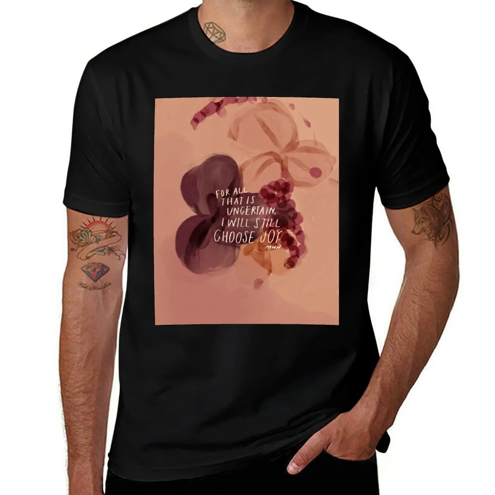 I will still choose joy - inspirational quote and purple floral art T-Shirt Holiday Simple Tee Shirt