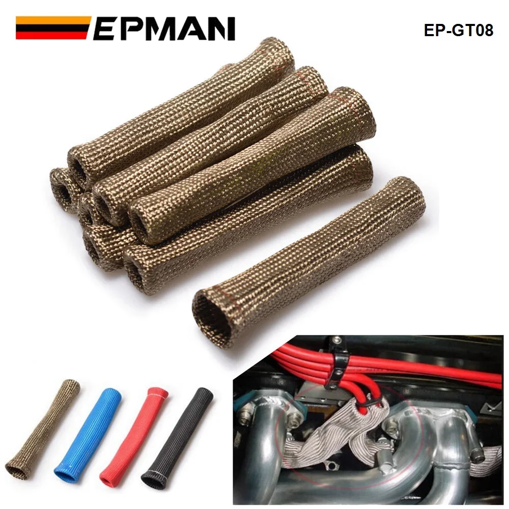 EPMAN 8pcs 1200 gradi candela filo Boot Heat Sleeve Wrap Protector Header Cover per AUDI A4 VW Passat B5 1.8T EP-GT08