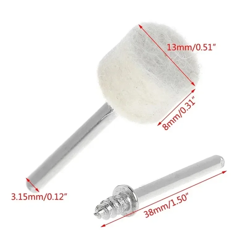 50 sztuk 13mm filc wełniany tarcza polerska nakładka polerska + 4 szt. trzpieni do narzędzia obrotowego szczotka do polerowania nici bawełnianych — zdjęcie 5
