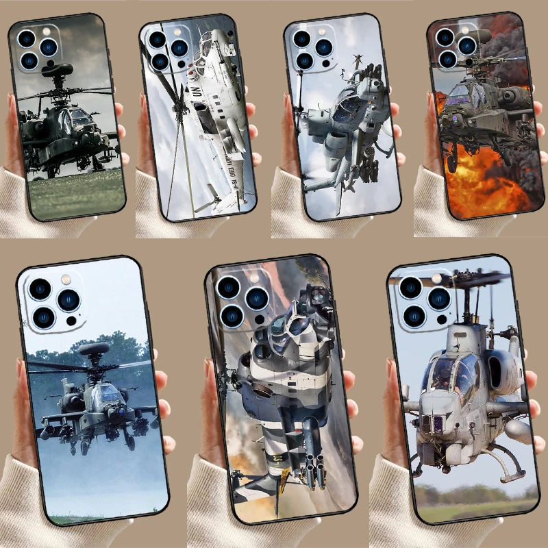 Helicopter Military Soft Case For iPhone 15 16 14 13 12 11 Pro Max Plus Mini X XR XS Max 7 8 Phone Cover