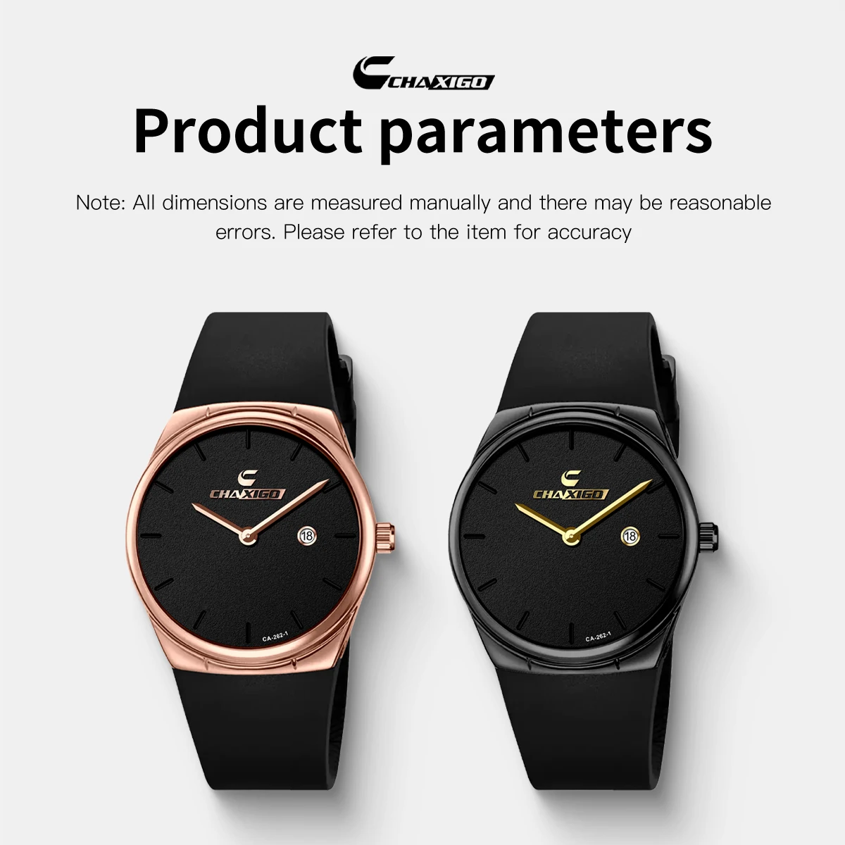 CHAXIGO Unisex Zegarek Modny z Prostym Skórzanym Paskiem, Koperta 39mm, Wyświetlacz Daty, Wodoodporność 30m, Zegarek Kwarcowy