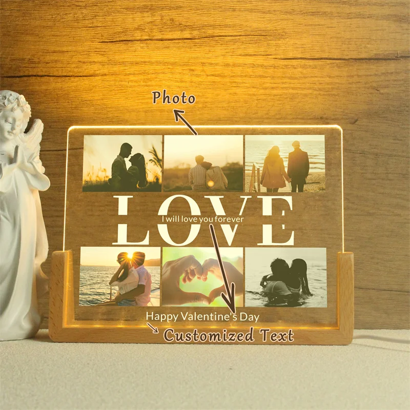 Personalized Acrylic Photo Lamp,Custom Photo Night Light,Photo Frame,Gift for Couple,Anniversary Gift,Valentine\'s Day