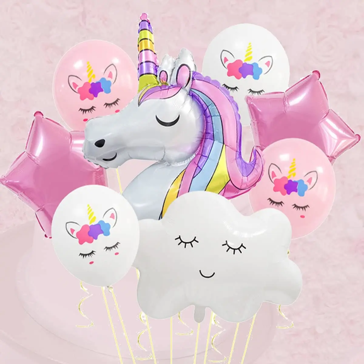 8pcsRainbow Unicorn Balloon  Foil Balloons Kids Unicorn Theme Birthday Party Decorations Baby Shower Scene layout