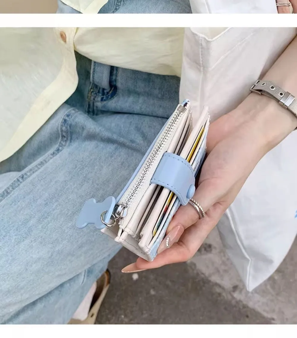 الكورية نمط الألماني التطريز محفظة قصيرة سستة الدوبامين اللون محفظة نسائية للعملات المعدنية بولي Cartoon الكلب حافظة للبطاقات النساء فتاة #5