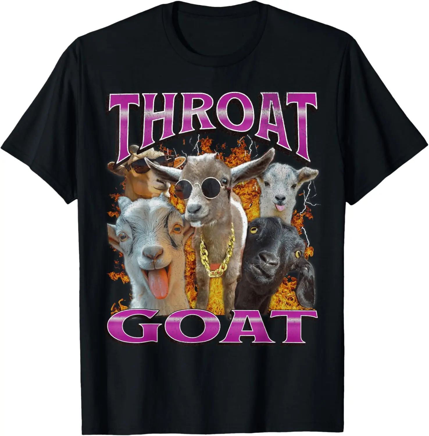 Unisex-Adults Throat Goat Funny Offensive Adult Humor Bootleg Black, Small Short Sleeve T-Shirt - Unique Graphic Design 100%