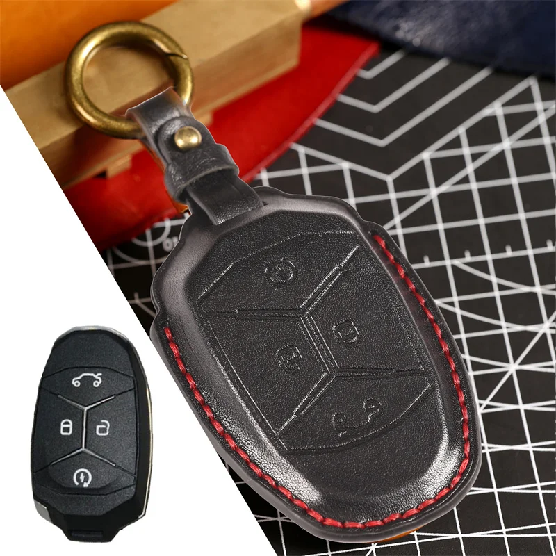 Leather Car Remote Key Cover Case for LYNK&CO Lynk Co 01 02 03 05 06 01 Key Shell Bag Holder Keychain Accessories