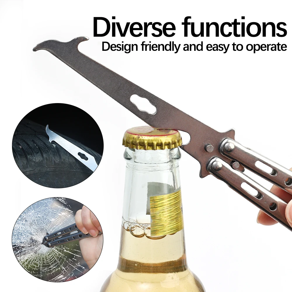 Multifunction Folding Knife Car Tire Stones Remover Hooks Bottle Opener Emergency Escape Window Breaking Hammer Car Accessories