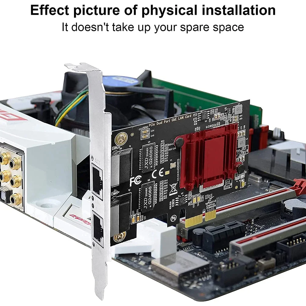 PCIe kartu jaringan Gigabit Dual-Port, 1000M PCI Express Ethernet Adapter dengan 82576 dua Port LAN NIC Card