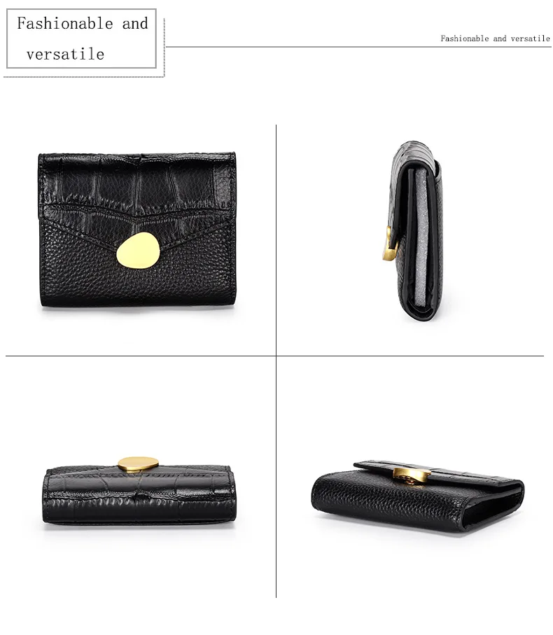 Brand Design Genuine Leather Women Wallets Fashion Alligator Moeny Short Wallet For Girls clutch Coin Purse Credit Card Holder