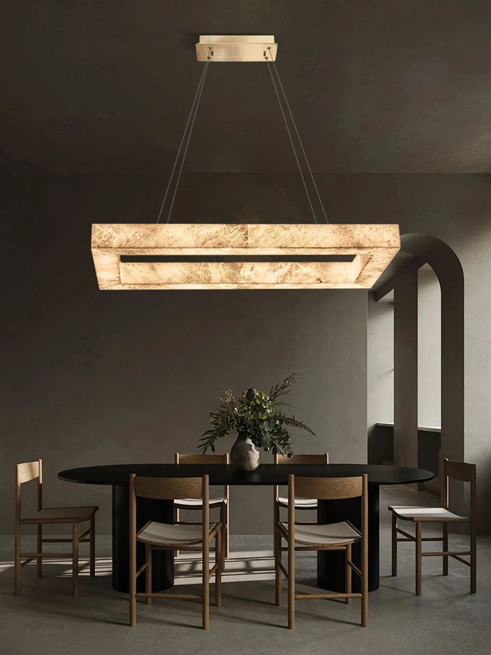 Dimmable LED Square Gold Chrome Black Pendant Light