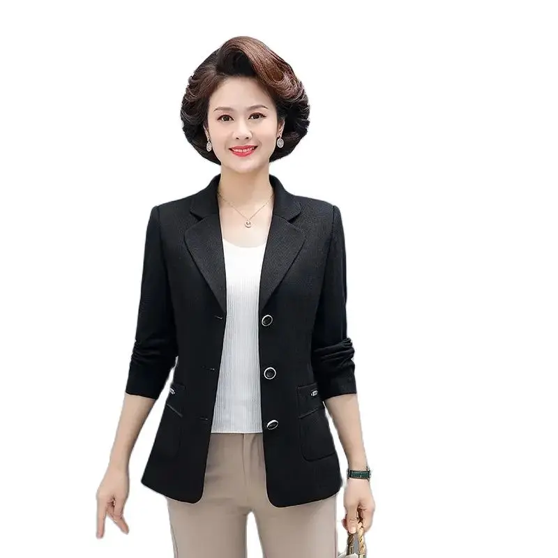 Spring Autumn Suits Jacket Women 2024 New Loose Suit Collar Pure Colour Coat Fashion Single-Breasted Blazer Outerwear Female