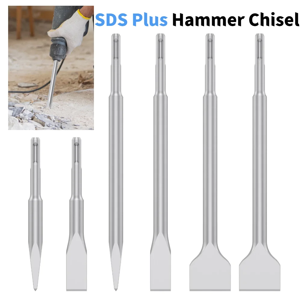 

6Pcs 140/250mm SDS Plus Chisel 40CR Alloy Steel SDS Plus Tile Chisel Efficient Tile Removal Tool for Concrete Stone and Masonry