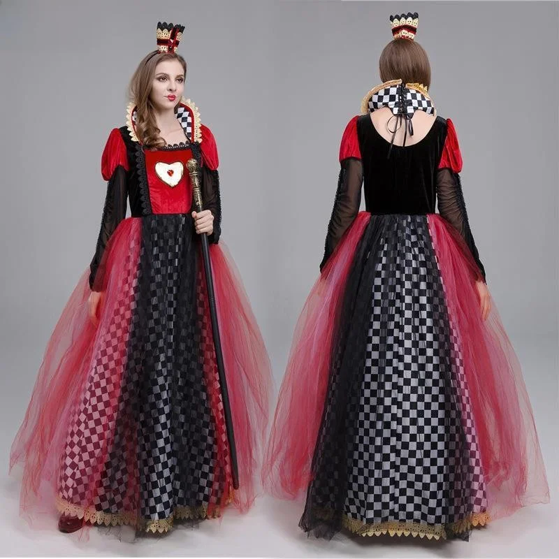 New Halloween Costume Alice in Wonderland Heart Queen Performance Clothes Heart Queen Cosplay Suit Polyester Fiber 100%