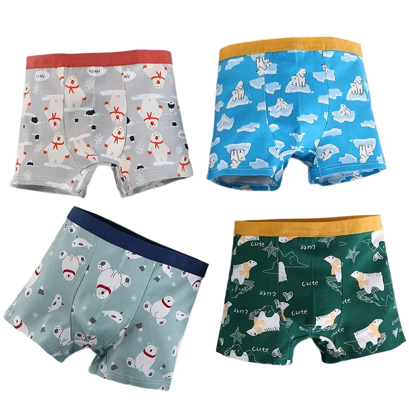 4PCS/Lot Boys Cotton Panties Children Shorts Underwear For 1-13Years Kids Elastic Waist Boxers Teenagers Cartoon Underpants