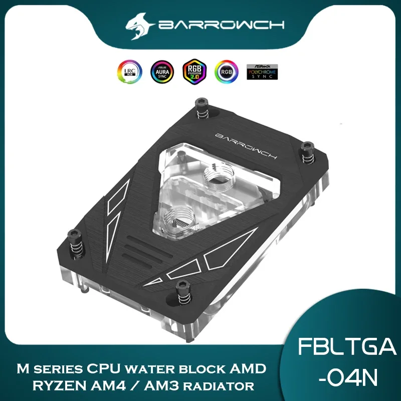 

Barrowch CPU Water Block AM5 AM4 For AMD Ryzen AM3 FM2 Platform Processor Copper Watercooler M Series 5V ARGB FBLTGA-04N