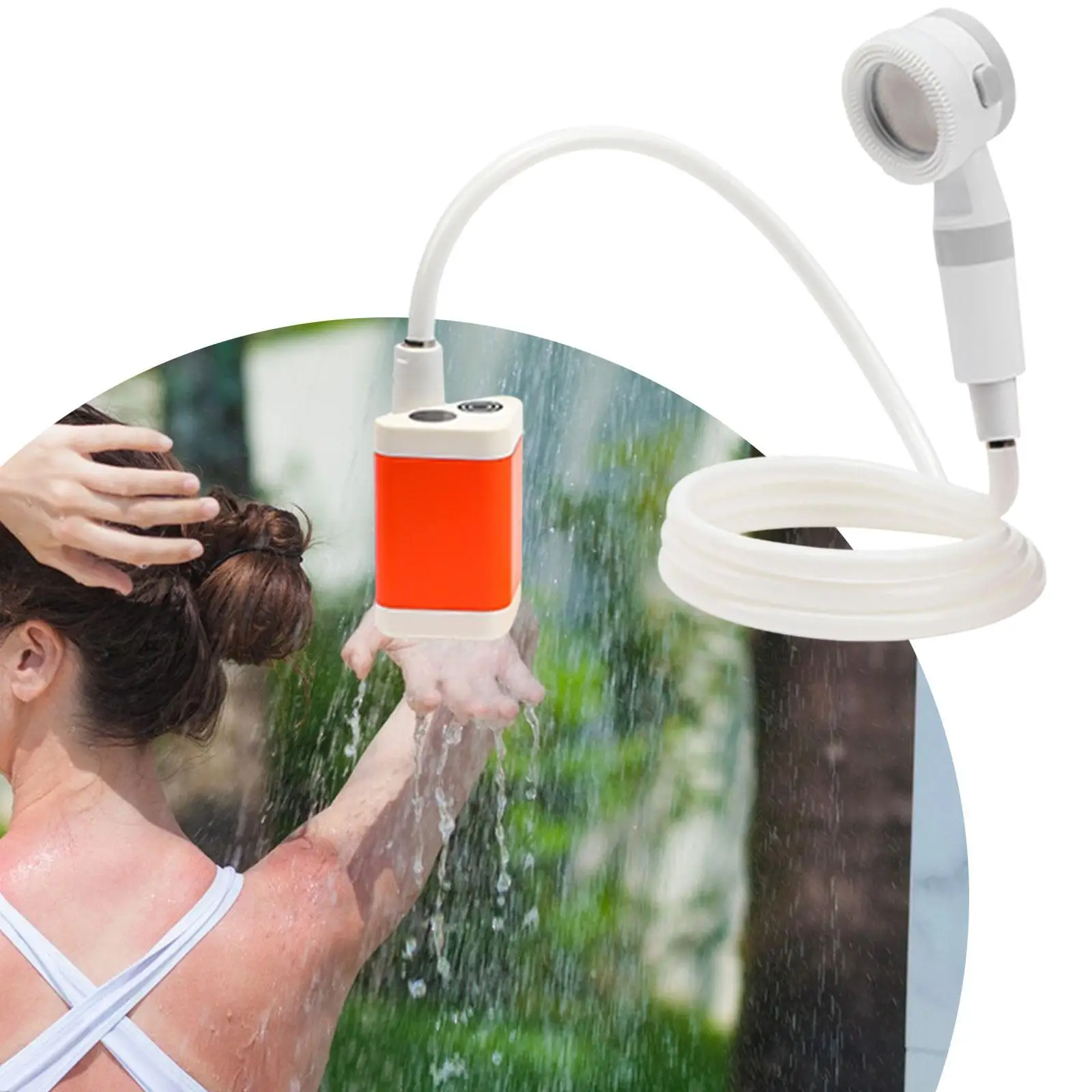 

Portable Shower Pump Multipurpose Rechargeable with Storage Bag Electric Shower for RV Hiking Traveling Car Washing Backpacking