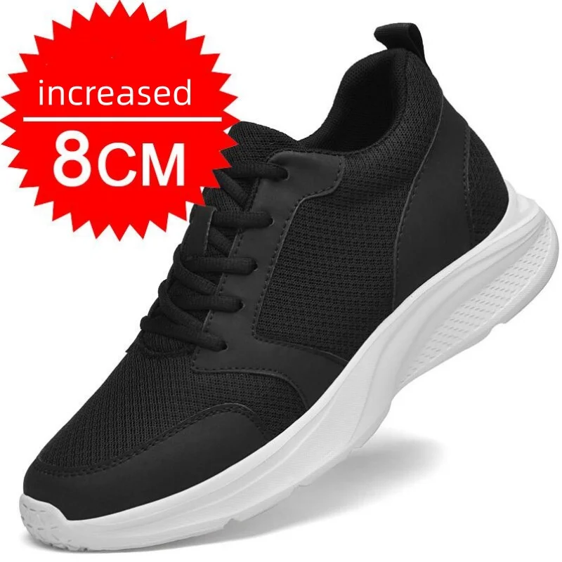 Sommerliche Sneaker mit Absatz für Herren – Schuhe mit integrierter Erhöhung, 8 cm hohe Einlegesohlen, versteckter Absatz, Sportschuhe mit Innensohle zur Erhöhung der Körpergröße_voghion.com