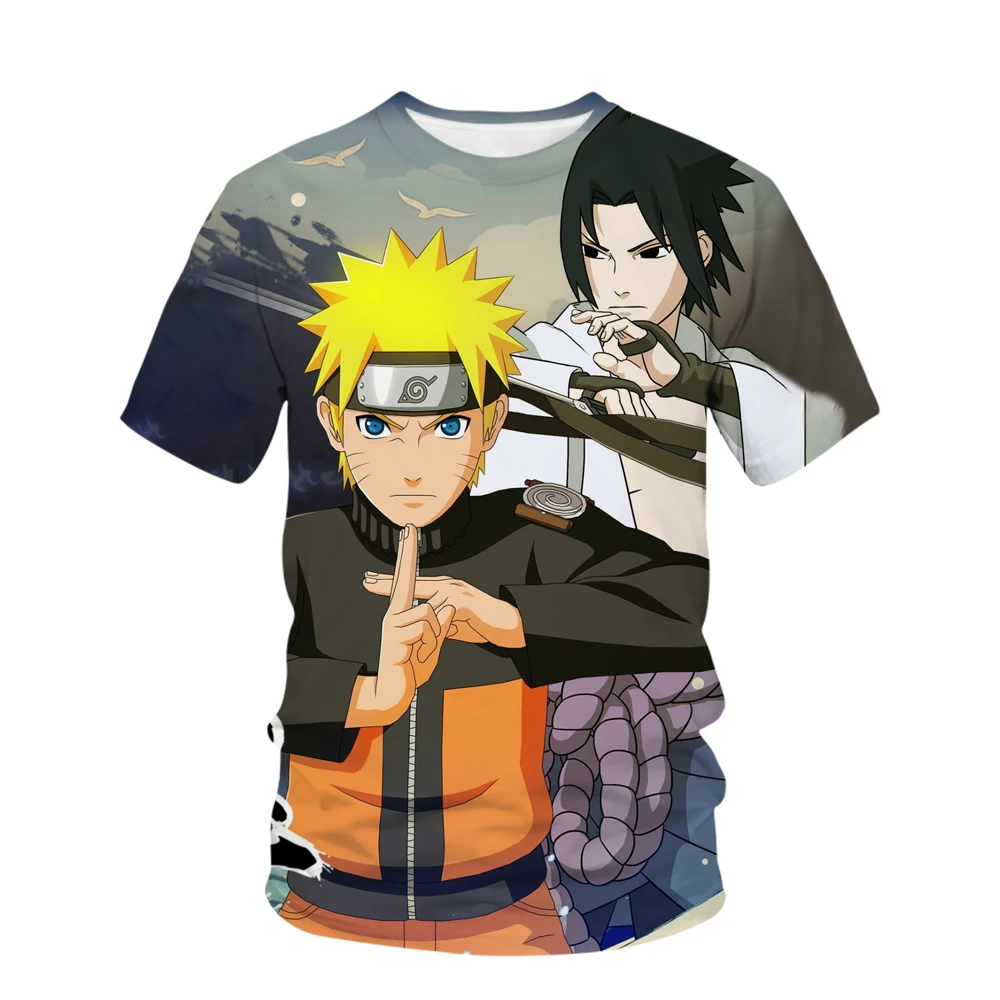 

New Naruto Naruto Sasuke Kakashi Cartoon Creative 3D Animation Printed Round Neck Short Sleeve Fashion Personalized 3D T-Shirt