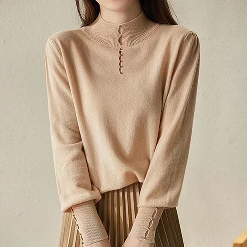 

Beaded Turtleneck Sweater Mujer Knitted Tops Long Sleeve Slim Pullovers Sweaters Female 2023 Autumn Winter Clothes For Women