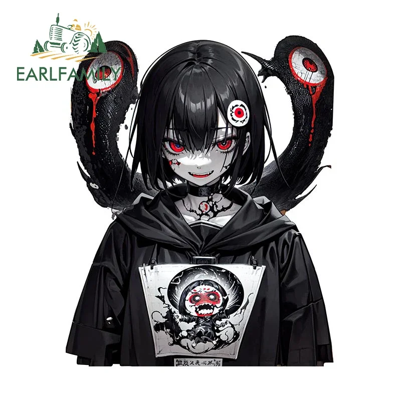 EARLFAMILY 13cm x 10.5cm Curse Devil Girl Car Sticker Japan Geisha Original Art Decal JDM Graffiti Stickers FUTURE SCI-FI DESIGN