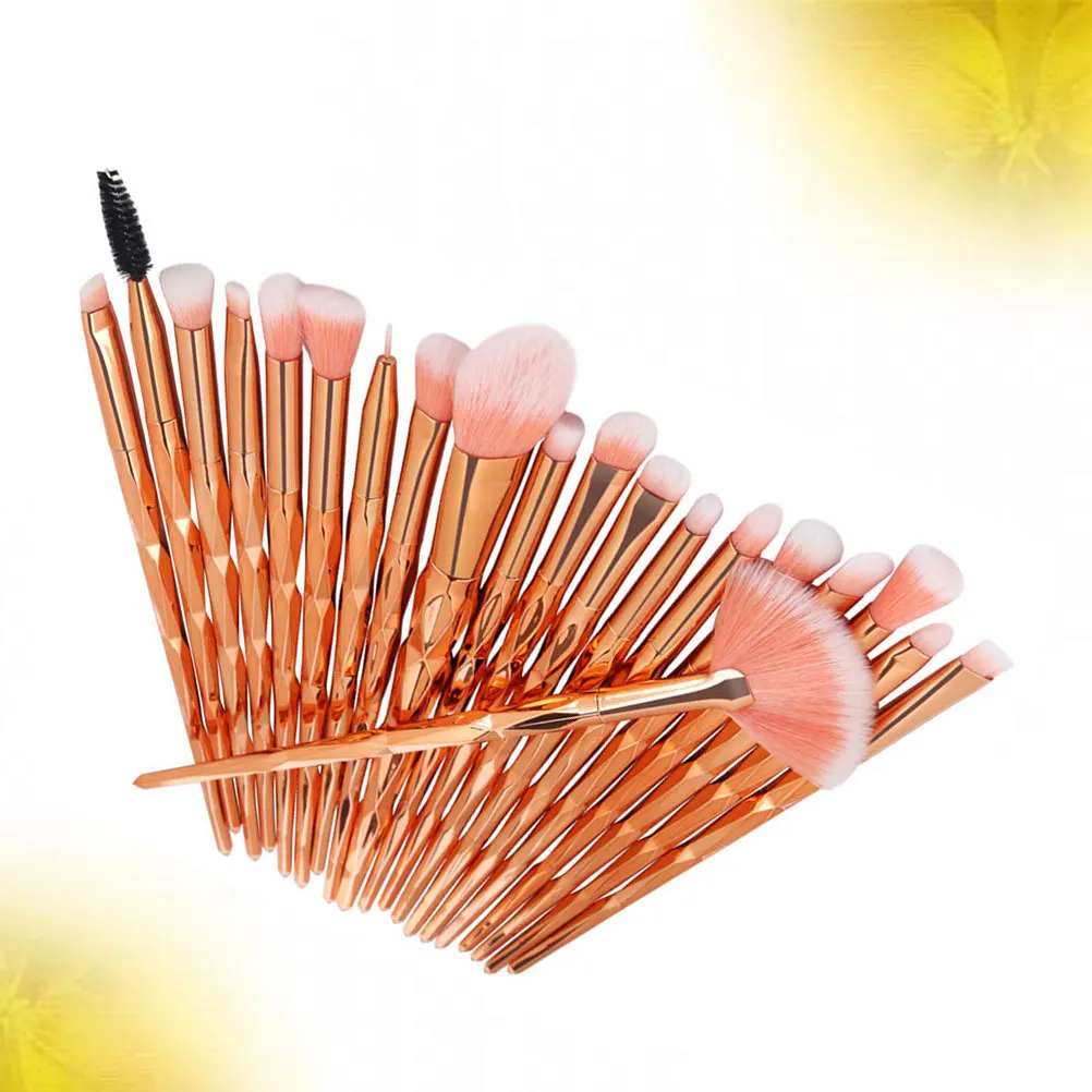 20pcs Makeup Brush Set Rose Golden Soft Bristles Full Face Tools For Foundation Eyeliner Lip Women'S Makeup Kit