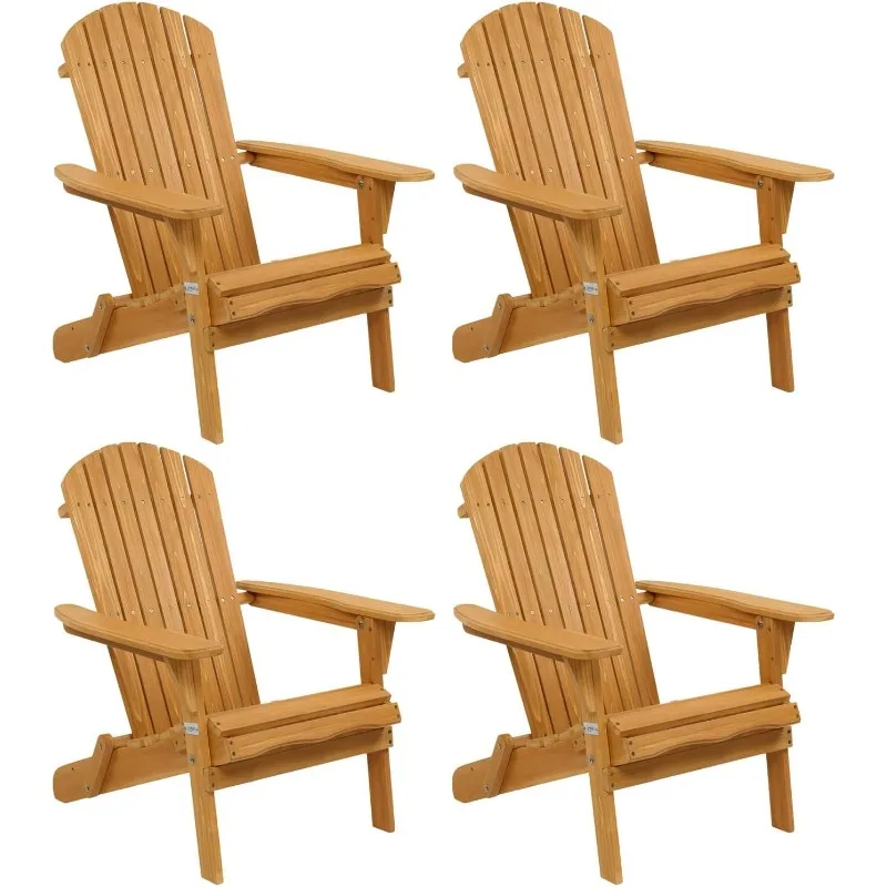 Folding Adirondack Chairs Set of 4 Clearance Weather Resistant/Lawn Cheap Fire Pit Highwood Lounge Chairs-Patio Furniture Sets