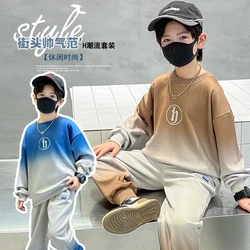 New Spring Autumn Children Boy Clothes Teenager Tracksuit Letters Hooded Top Shirts Sweatshirt + Ankle-tie Pant 5 10 11 12 Year
