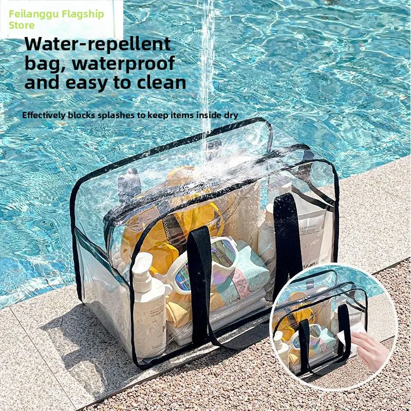 

Вместительная прозрачная водонепроницаемая пляжная сумка из ПВХ для плавания, дорожная сумка для хранения одежды, косметичка для мужчин