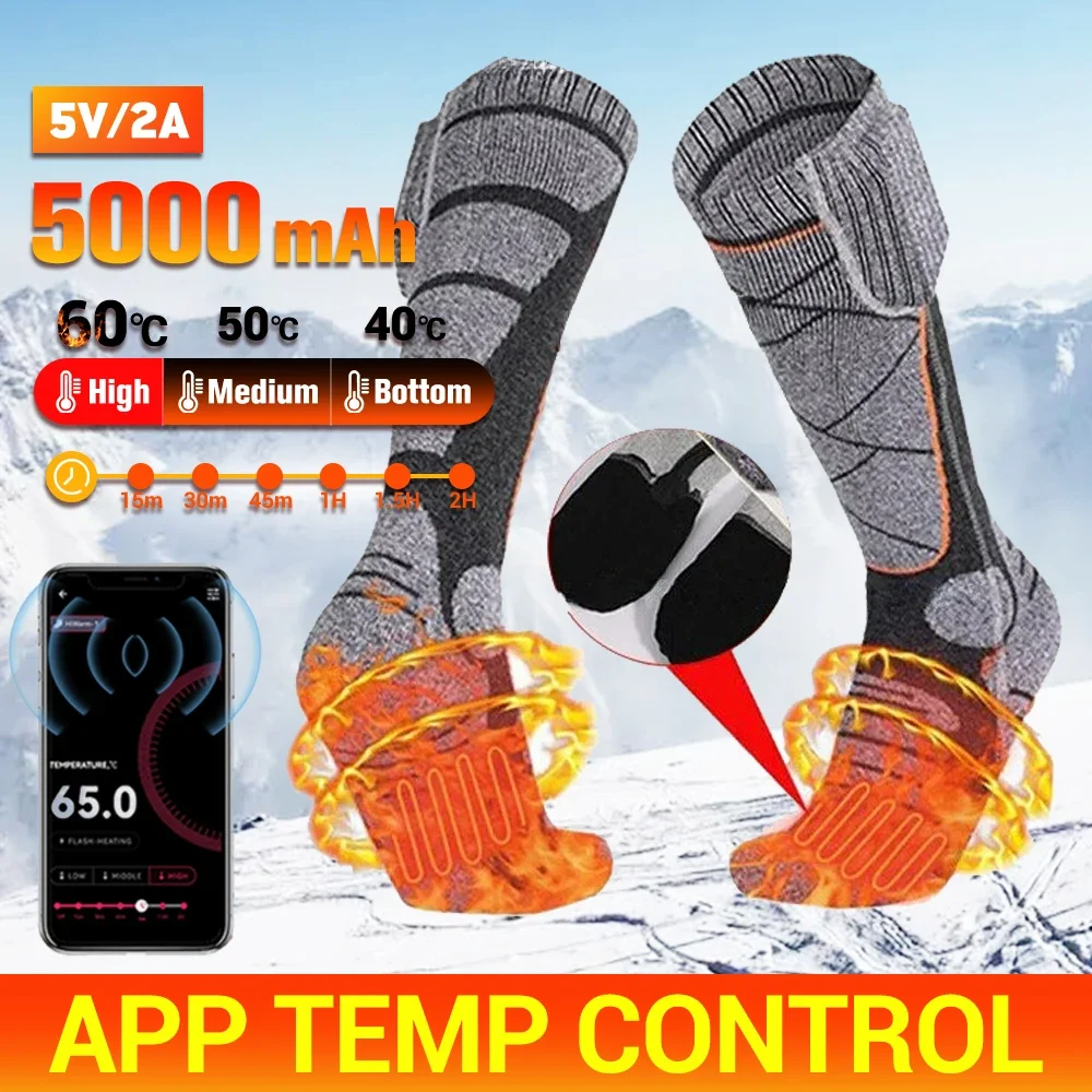 

Remote Control Heated Socks Men Rechargeable Battery Winter Thermal Thick Motorcycle Ski Heating Stockings