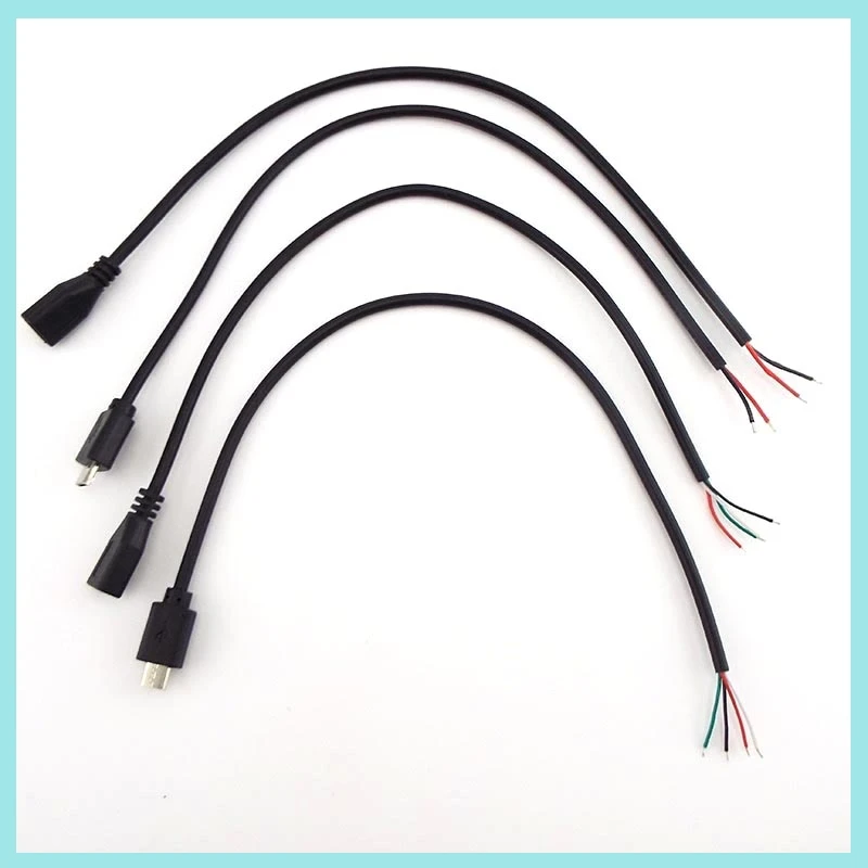 Micro USB 2.0 A Female Male Jack Charging Connector Cable 4 Pin 2 Pin 4 Wires Data Charge Cord DIY for Android Interface B2