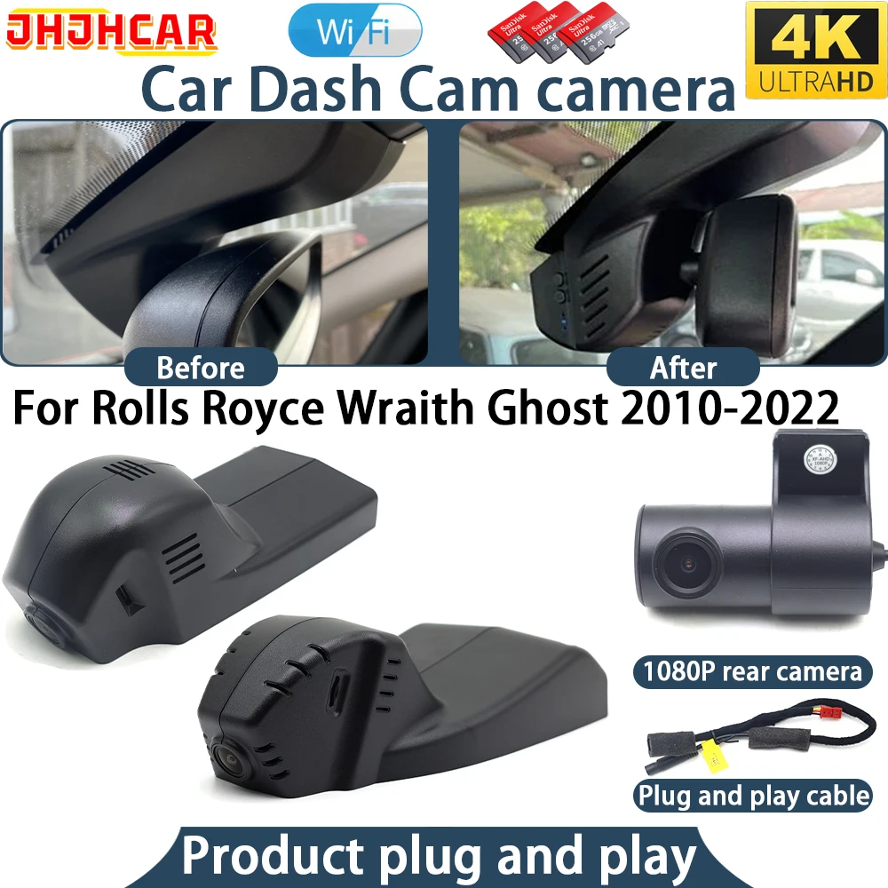 4K Dash Cam For Rolls Royce Wraith Ghost 2010-2022 Plug And Play WiFi DVR Car Camera Video Recorder 170° Wide Angle Night