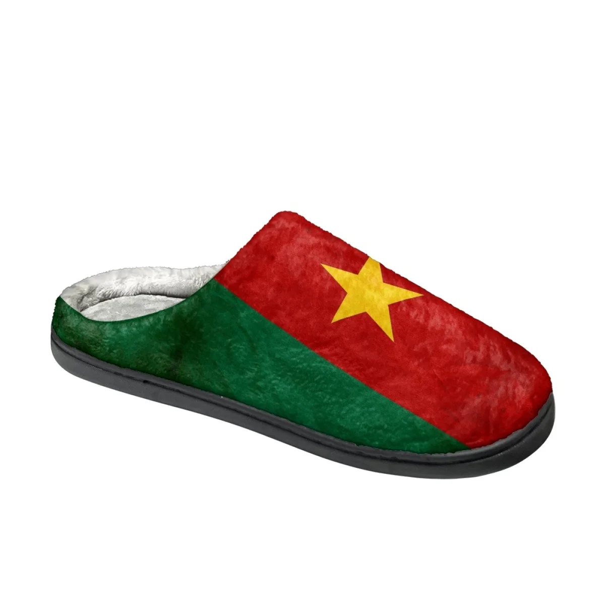 Chinelos casuais para mulheres, chinelos de algodão, escorregadores antiderrapantes confortáveis, sapatos de casa quentes, sapatos baixos, design da bandeira da Nigéria