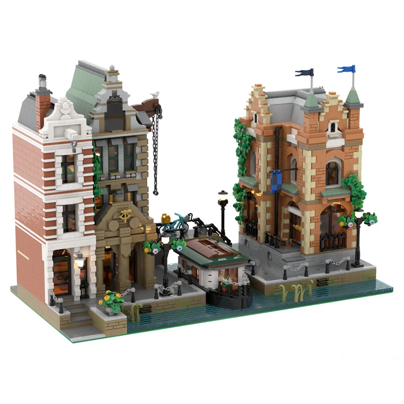 12931pcs MOC Modular Buildings Canal Modular Collection Model Building Blocks Christmas Gift Display Creative Education Brick 3D