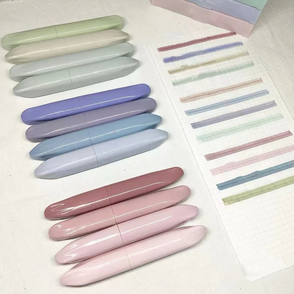 12pcs Random Color Highlighter Pen Set, For Underline, Back To School, School Supplies