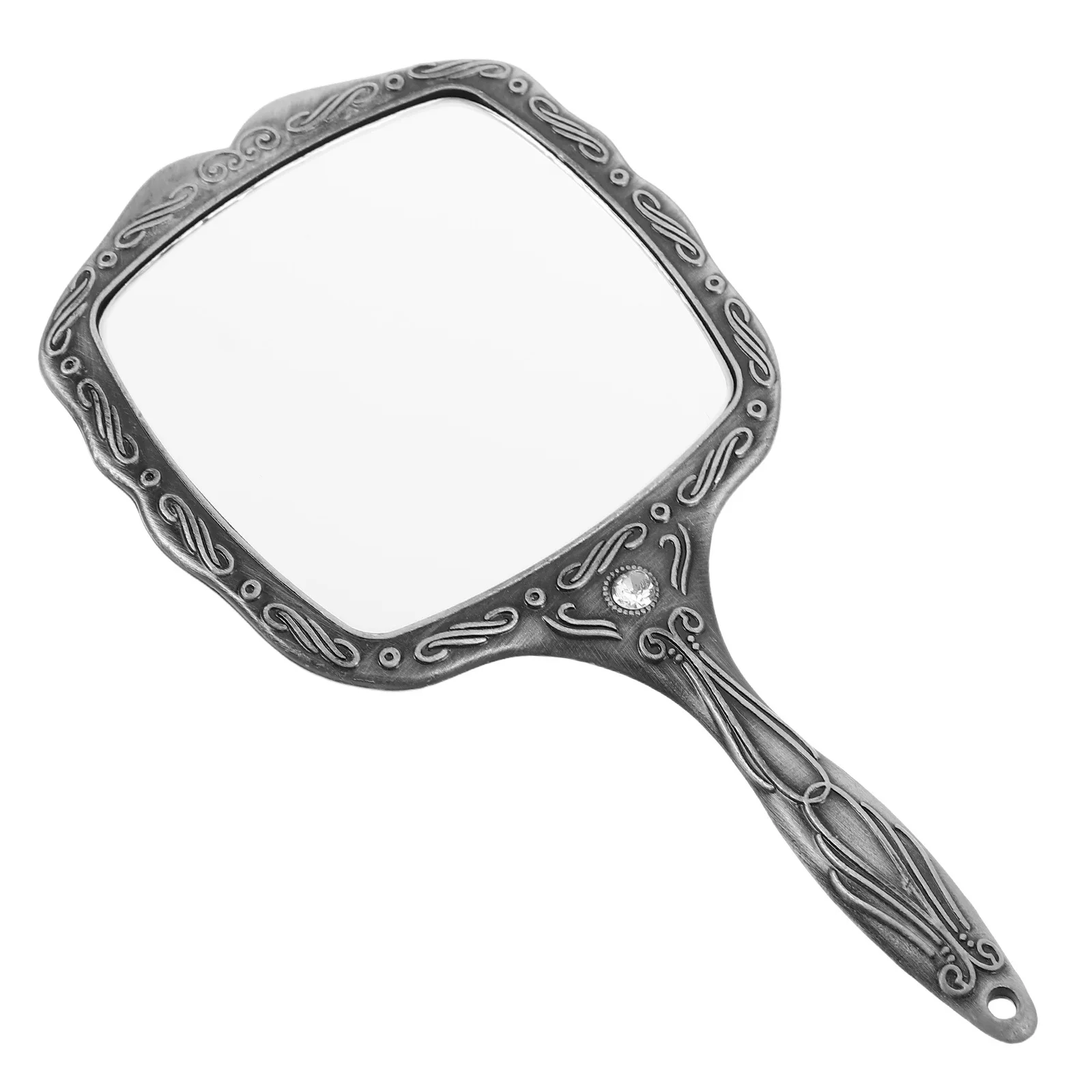 레트로 핸드헬드 미러 빈티지 스타일 컴팩트 메탈 미러 여성용 휴대용 여행 메이크업 액세서리 빈티지 핸드 미러