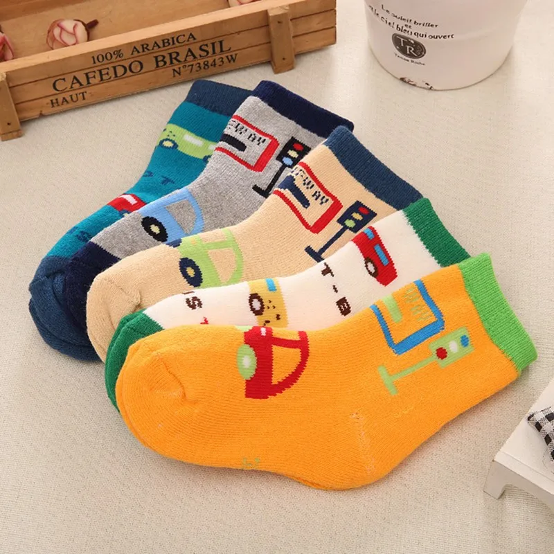 Spring Autumn Baby Socks Children Mid-tube Sock Cute Solid Color Pit Pattern Keep Warm Infant Clothes Accessories 5pair/lot