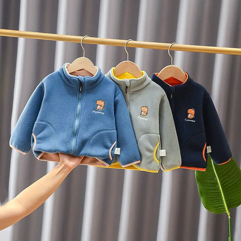 

Children Clothing Coat for Girls Boys Solid Color Plush Turtleneck Jacket Autumn Winter Warm Cotton Christmas Kid Outerwear