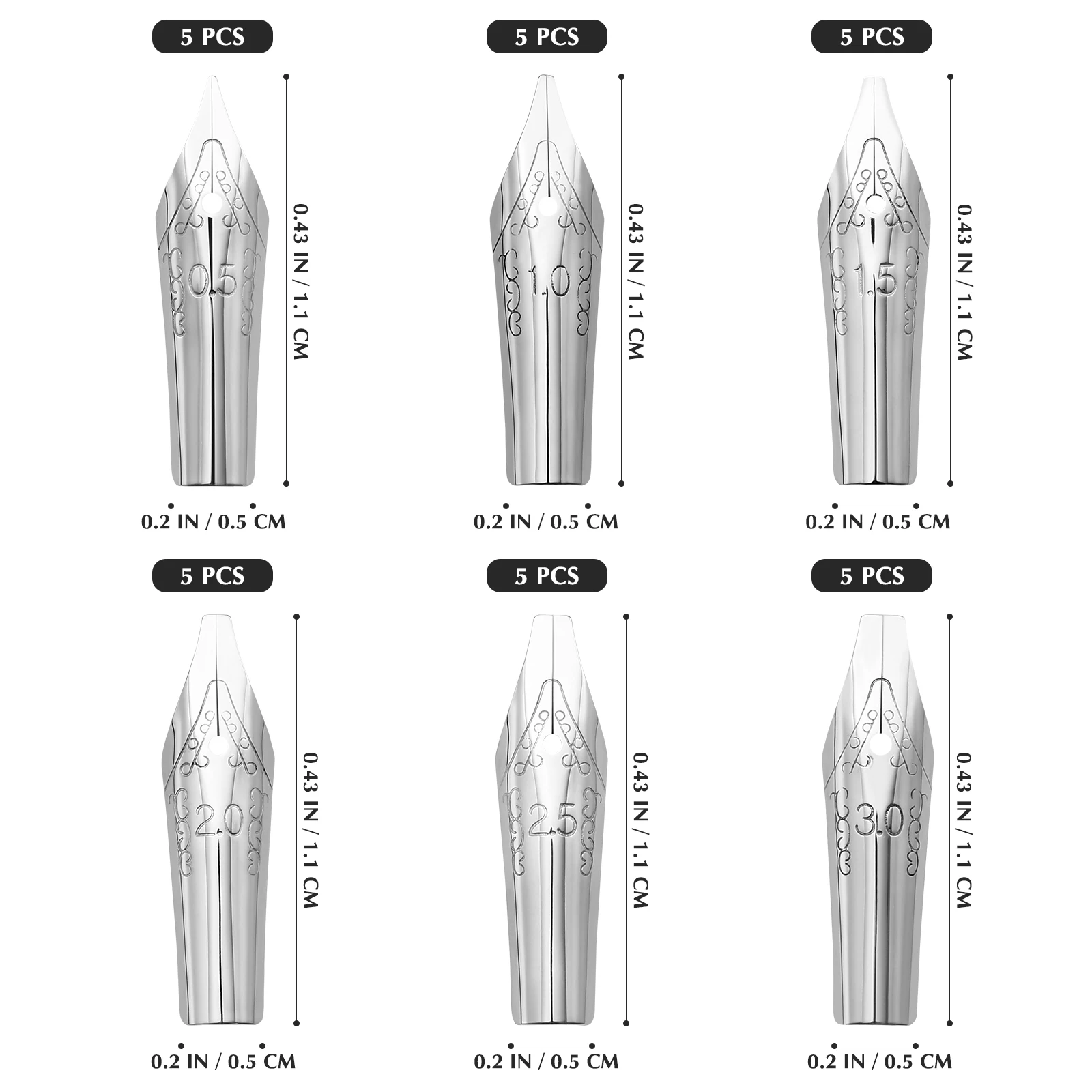 30 ชิ้นปากกา Nibs Universal Pen Nib สแตนเลสสตีล Fountain Pen Nibs สําหรับเด็กนักเรียนผู้ใหญ่ปากกาประดิษฐ์ตัวอักษรอุปกรณ์