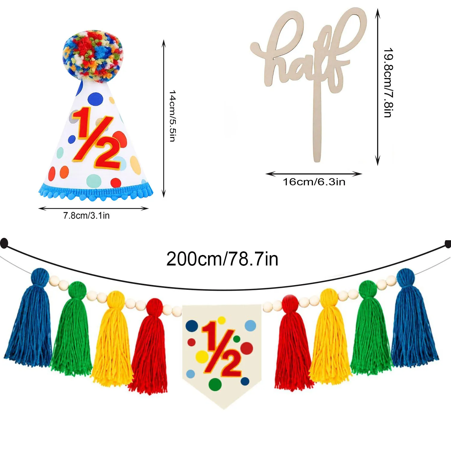 1/2 Rainbow Birthday High Chair Banner for Girl, Half Birthday Decoration Baby Boy 6 Month Party Supply Birthday Gift view 5